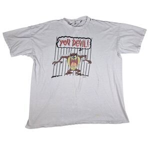 Vintage 1997 Looney Tunes TAZ T-Shirt You Devil Mens 3XL White Distressed